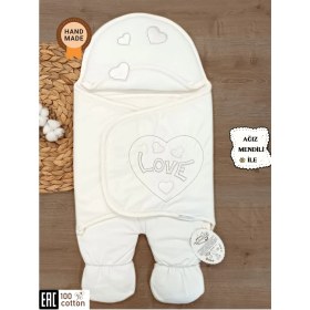 Resim Tomuycuk Lüks Love Lanswel Kız Bebek Ayaklı Kundak Ekru 