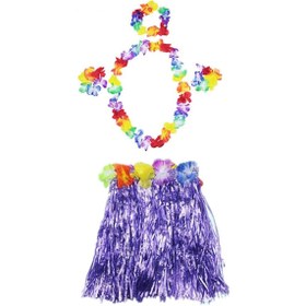 Resim AyrStore Luau Ha Hawaii Kolye Etek Taç Ve Bileklik Seti Mor 