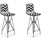 Resim Knsz kafes tel bar sandalyesi 2 li zengin syhaldo sırt minderli 75 cm oturma yüksekliği ofis cafe bahçe mutfak 