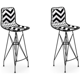 Resim Knsz kafes tel bar sandalyesi 2 li zengin syhaldo sırt minderli 75 cm oturma yüksekliği ofis cafe bahçe mutfak 