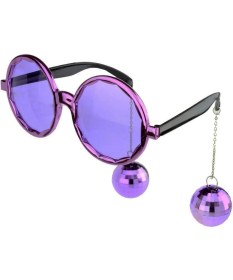 Resim Derin Stok Disko Küpeli Parti Gözlüğü Mor Renk 15X16 cm 