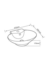 Resim Eva Banyo Lena E-4106 Tezgah Üstü Porselen Lavabo 