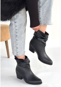 Resim Pabucmarketi Siyah Körüklü Kadın Topuklu Bot Çok Renkli 