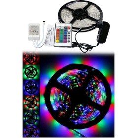 Resim Led Animasyonlu Tak Çalıştır Kumandalı Trafolu Rgb Şerit Işık Aydınlatma 5 Metre Beyaz 