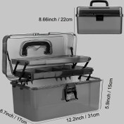 Resim Kilitlenebilir 3 Katlı Şeffaf Siyah Balıkçılık Malzemesi Kutusu - Dayanıklı PP Yapı, Çoklu Yem ve Ekipman Bölümleri, Kamp, Balık Tutma, Açık Hava Maceraları İçin Uygun Taşınabilir Tasarım, Balıkçılık Ekipmanı Depolama | Şeffaf Kapak | Sağlam Yapı 