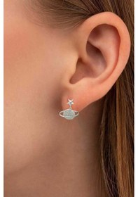 Resim Brezza Lusso Jewelry Gezegen Sallantılı Gümüş Küpe Zirkon Taşlı Beyaz 