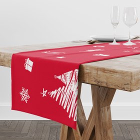 Resim White / Red Pine Yılbaşı Temalı Runner Örtü 