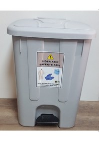 Resim 65 Lt Maske Eldiven Tek Kullanımlık Tulum Atık Kovası Köşeli Gri 