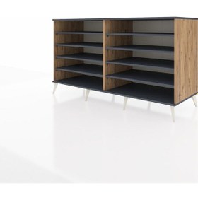 Resim Kronos Konsol 8 Raflı 176x59x99 Çam-antrasit Çam-antrasit 