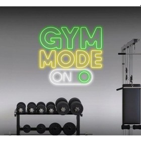 Resim Gym Mode On Yazılı Ve Şekilli Neon Tabela Yeşil 