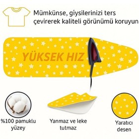 Resim Ütü Masası Kılıfı Keçeli Sarı Yıldızlı Desen Battal Boy Xxl Pamuklu Yanmaz Üretim Sarı 