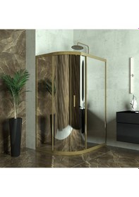 Resim Tekno Duş Bronze Sirius 6mm Reflekte Cam Asimetrik Oval Duşakabin Şeffaf 