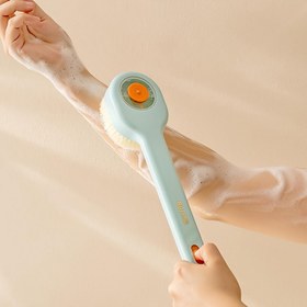 Resim Ergonomik Uzun Saplı Duş Fırçası, Yumuşak Kıllarla Çok Fonksiyonlu Banyo Temizleyici, Cilt Dostu, Kokusuz, Manuel İşlem, Pil Gerektirmez 