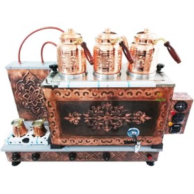 Resim Genel Markalar 3 Demlikli Bakır Çay Ocağı Bakır Çay Kazanı Doğalgazlı Bakır Çay Semaveri Ce Belgeli Ets Sistemli 