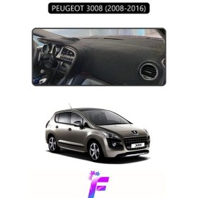 Resim Peugeot 3008 2008-2016 Uyumlu Torpido Örtüsü Yansıma Önleyici Tam Koruma Kolay Montaj J12 Siyah 