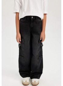 Resim DeFacto Kız Çocuk Wide Leg Kargo Cepli Geniş Bol Paça Antrasit Jean Pantolon D7177A824WNNM36 