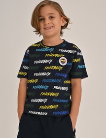 Resim Fenerbahçe Lacivert Tribün Pattern Çocuk Tshirt - Çok Renkli / 4 
