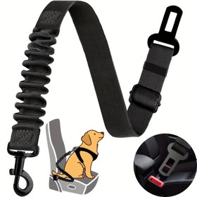 Resim Ayarlanabilir Köpek Araba Koltuk Kemeri Koşum Takımı - Tüm Köpek Boyutları için Güvenli Tokalarla Elastik Naylon Geri Çekilebilir Güvenlik Kısıtlaması, Geometrik Desen (Siyah/Zeytin Yeşili/Kırmızı) - Sadece Elde Yıkama, Köpek Koşumu 