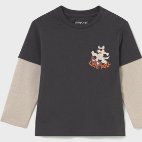 Resim MAYORAL Erkek Bebek Duble Kol Sweatshirt Gri 