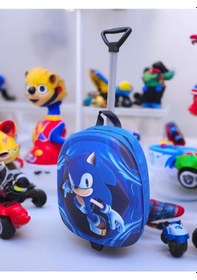 Resim Sonic Anaokulu Kreş Çocuk Valiz Sırt Çantası Çekçekli Sonic Teker 