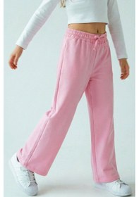 Resim Breeze Kız Çocuk Eşofman Altı Fiyonk Aksesuarlı Beli Lastikli Geniş Paça 4-8 Yaş, Pembe 