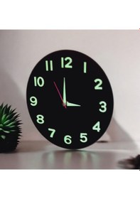 Resim Çocuk Odası Fosforlu 3d Kabartma Rakam Ahşap Mini Duvar Saati Siyah 