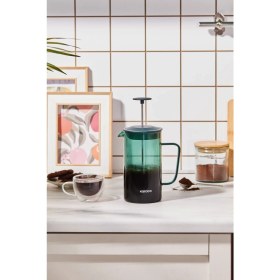 Resim PremiumPort 1000 ml Cam French Press, Yeşil, Dayanıklı ve Şık Tasarım 