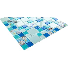 Resim MozaiKristaL Mutfak Tezgah Arası Banyo Sauna Spa ve İç Mekanların Tüm Yüzeyleri İçin 3D Mix. 30 x 30 cm Fileli Kristal Mozaik ( 11 File Karo = 1 M2 Fiyatıdır ) 