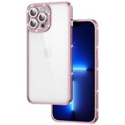 Resim m.tk moveteck Iphone 12 Pro Max Uyumlu Kılıf Kamera Lens Korumalı Işıltılı Parlak Taşlı Arkası Şeffaf Silikon 