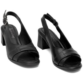 Resim Elit Koc22-18 Kadın Hakiki Deri Topuklu Sandalet Siyah Siyah 