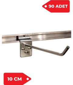 Resim 10 Cm 90 Adet Siyah Kanallı Pano Kancası Raf Askısı 