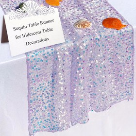 Resim Payetli Masa Örtüsü 30cm X 183cm - Yemek, Parti ve Denizkızı Temalı Düğün Duşu İçin Uygun 