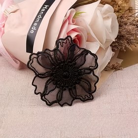 Resim 6 adet Lüks Siyah Organza Çiçek Yama Seti, 3D Dantel, Vintage Çiçek Nakışları, Zarif Kumaş Süslemeleri, Kolay Uygulama, Gelinlik Düğün Elbisesi, Resmi Giyim 