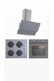 Resim Esty Gri Cam Ankastre Set (3471 Gri Davlumbaz- ACO5335S01 - AEF6601S01) 