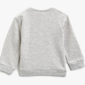 Resim Erkek Bebek Pamuklu Yazılı Baskılı Bisiklet Yaka Uzun Kollu Sweatshirt 
