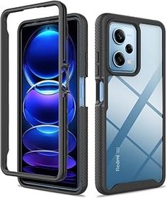 Resim Niopiee Xiaomi Redmi Note 12 Pro için kılıf 360° derece darbeye dayanıklı cep telefonu kılıfı Heavy Duty Hard Clear Case Rugged kaymaz tampon çizilmez zırh koruyucu kılıf siyah 