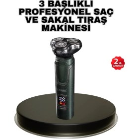 Resim Savarga Kablosuz Profesyonel Erkek Bakım Seti - 3 Başlıklı, 3D Akıllı Kesim, Taşınabilir 