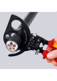 Resim Knıpex 9536250 Cırcırlı Kablo Kesme Makası 1000 Volt 