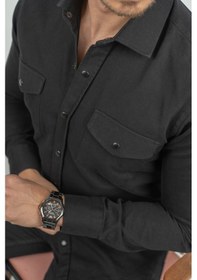 Resim Siyah Slimfit Hediye Kutulu Gerçek Kot Gömlek Siyah 