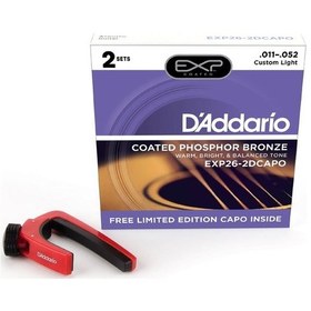 Resim D'addario Exp26-2Dcapo Takım Tel Akustik Gitar Teli 011-052 2 Se 