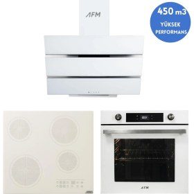 Resim Alveus Afm Serisi Moesta Vitroseramik Elektrikli Cam Beyaz Ankastre Set ( V6-05 + FM7701 + FM3251W) 