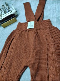 Resim Meriç bebe Saç Örgülü Unisex Kalın Kışlık Askılı Triko Tayt 