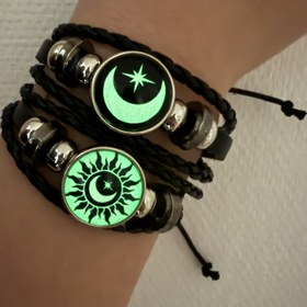 Resim 2'li Set Işıltılı El Yapımı Güneş, Ay ve Yıldız Bileklik Takısı - Müzik Festivalleri/Anneler Günü/Cadılar Bayramı için İyi Arkadaş Kombinasyon Parlayan Takı Hediyeleri 