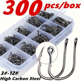 Resim 300 Adet Yüksek Karbonlu Paslanmaz Çelik Balık Kancası Seti, 3-12 Tırnaklı Olta, Taşınabilir Saklama Kabı ile Deniz Levreği ve Tatli Su Alabalığı, İçin Uygun Kaymayan Dikenler, Şeffaf Gözlü Açık Oltalar iyi Fiyat Av Malzemeleri ürün karışım kutusu 