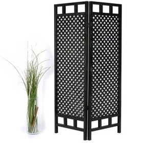 Resim Woodensa Ahşap Paravan Seperatör Oda Bölücü Ayırıcı 2 Kanat Siyah Siyah 