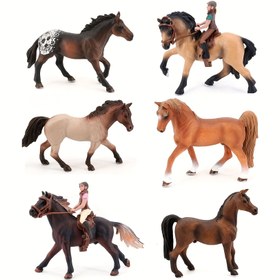 Resim Simüle Edilmiş Hayvan Yaşam Model Seti - At, Beyaz Pony, Chincoteague Poni, Yarış Jokeyi, Çiftlik Evi Bebek Evi için Ünlü At Süslemeleri 