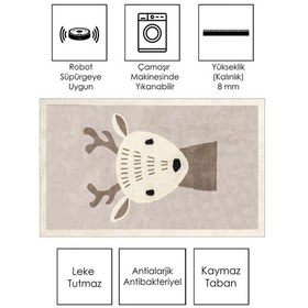 Resim West Home Makinede Yıkanabilir Kaymaz Taban Leke Tutmaz Hayvan Figürlü Bebek Ve Çocuk Halısı Wh 570 Sand Kahverengi 