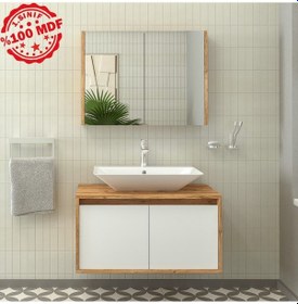 Resim Banos Roomart Ayaksız 2 Kapaklı Lavabolu Ahşap-Mat Beyaz Mdf 8... Beyaz 