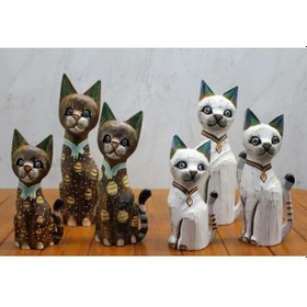 Resim Ahşap 3'lü Kedi Seti 30 Cm 