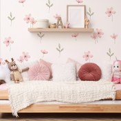 Resim 5 adet, Bohem tarzı çiçekli duvar çıkartmaları, pembe çiçekler ve yeşil yapraklar çıkartmaları, yatak odası, oturma odası, mutfak, çalışma odası dekorasyonu için uygun 